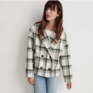 Madewell Jacquard Plaid Double Breasted Crop Blazer Jacket Size Large